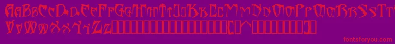 フォントBats26dragonsAbaddon – 紫の背景に赤い文字