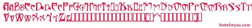 フォントBats26dragonsAbaddon – 白い背景に赤い文字