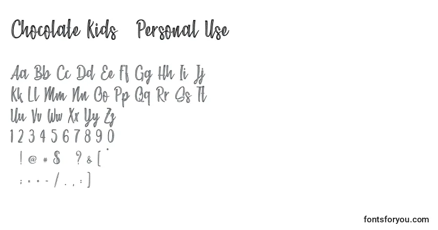 Шрифт Chocolate Kids   Personal Use – алфавит, цифры, специальные символы
