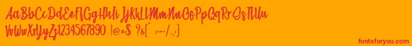 Шрифт Chocolate Kids   Personal Use – красные шрифты на оранжевом фоне