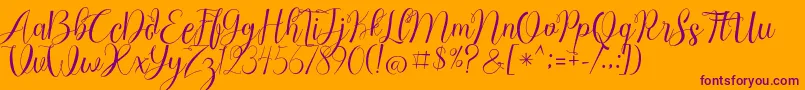 Chocolate Milky Free Personal-Schriftart – Violette Schriften auf orangefarbenem Hintergrund
