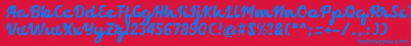 chocolate-Schriftart – Blaue Schriften auf rotem Hintergrund