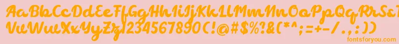フォントchocolate – オレンジの文字がピンクの背景にあります。