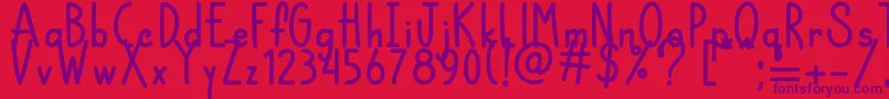 Chocolatte  -Schriftart – Violette Schriften auf rotem Hintergrund