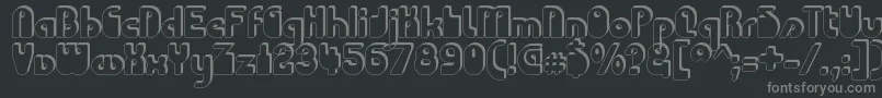 CHODAC  -fontti – harmaat kirjasimet mustalla taustalla