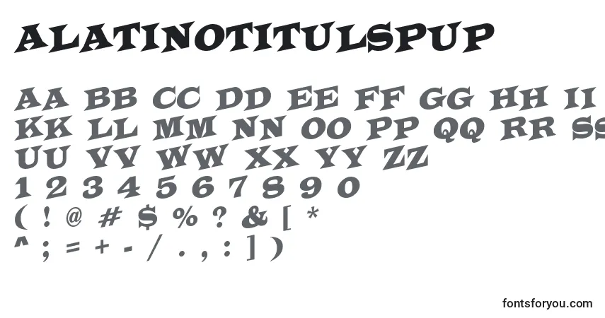 Czcionka ALatinotitulspup – alfabet, cyfry, specjalne znaki