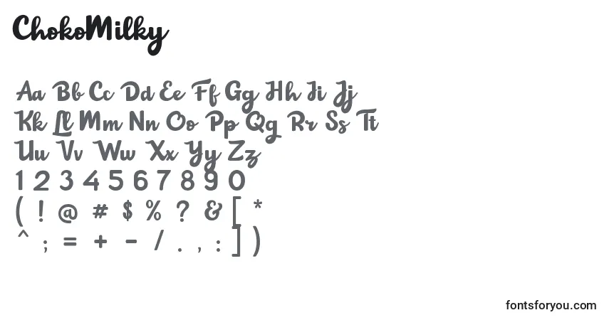 A fonte ChokoMilky – alfabeto, números, caracteres especiais