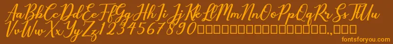Cholaros-Schriftart – Orangefarbene Schriften auf braunem Hintergrund