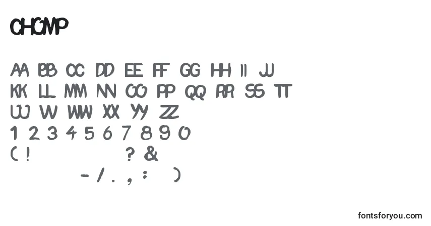 A fonte Chomp (123374) – alfabeto, números, caracteres especiais