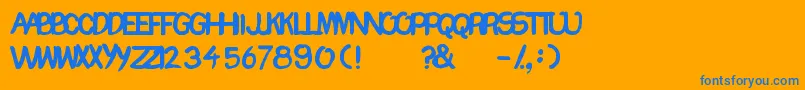 Chomp-Schriftart – Blaue Schriften auf orangefarbenem Hintergrund