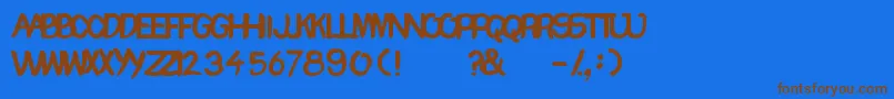 フォントChomp – 茶色の文字が青い背景にあります。