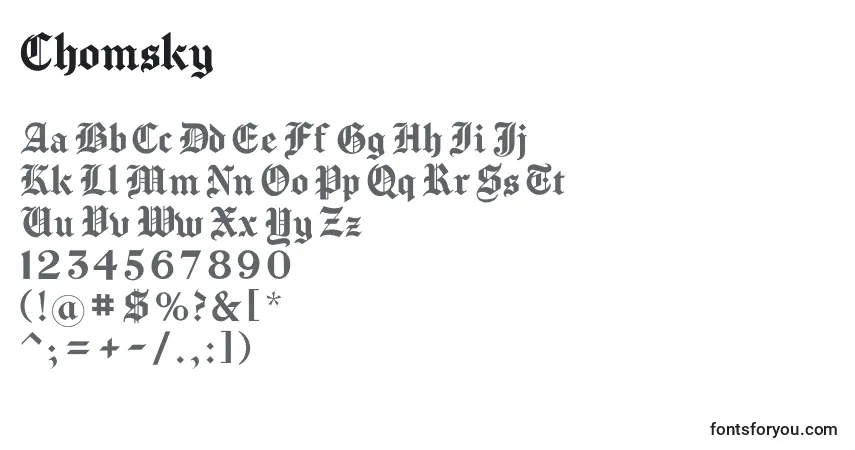 Fuente Chomsky - alfabeto, números, caracteres especiales