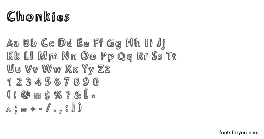 Chonkies-fontti – aakkoset, numerot, erikoismerkit