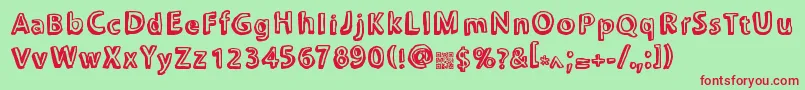 フォントChonkies – 赤い文字の緑の背景
