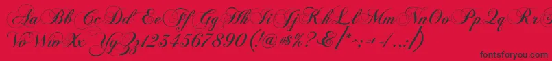 Fonte ChopinScript – fontes pretas em um fundo vermelho