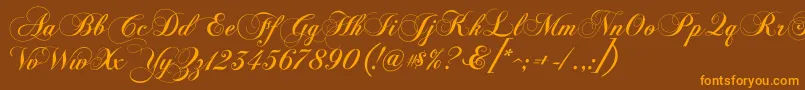 ChopinScript-Schriftart – Orangefarbene Schriften auf braunem Hintergrund