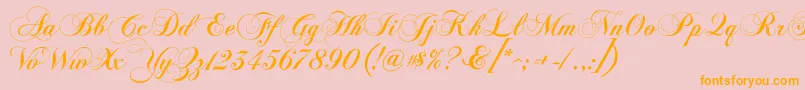 ChopinScript-Schriftart – Orangefarbene Schriften auf rosa Hintergrund