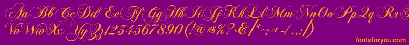 ChopinScript-Schriftart – Orangefarbene Schriften auf violettem Hintergrund