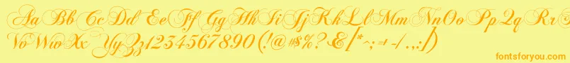 ChopinScript-Schriftart – Orangefarbene Schriften auf gelbem Hintergrund