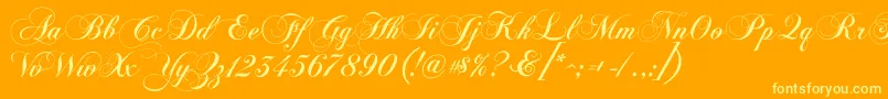 ChopinScript-Schriftart – Gelbe Schriften auf orangefarbenem Hintergrund