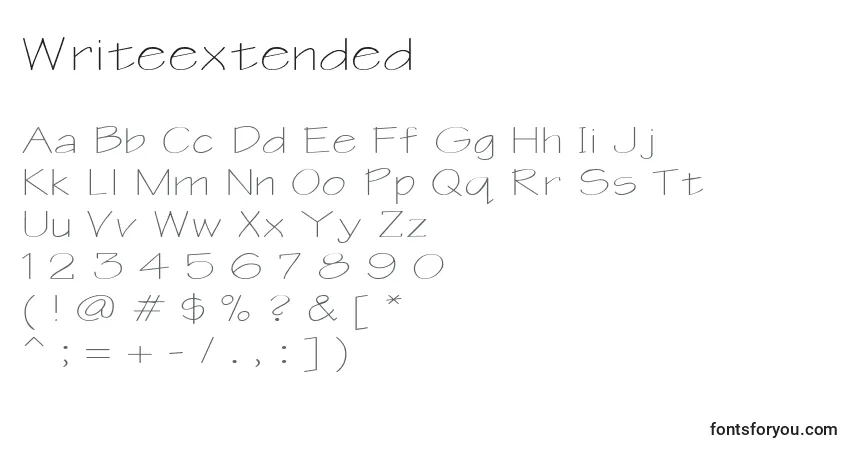 Schriftart Writeextended – Alphabet, Zahlen, spezielle Symbole