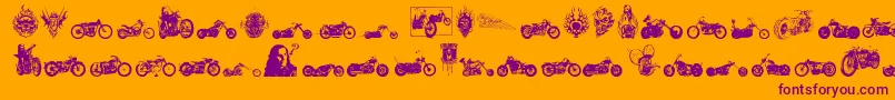 choppersforlife-Schriftart – Violette Schriften auf orangefarbenem Hintergrund