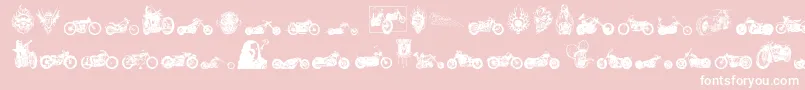 choppersforlife-fontti – valkoiset fontit vaaleanpunaisella taustalla