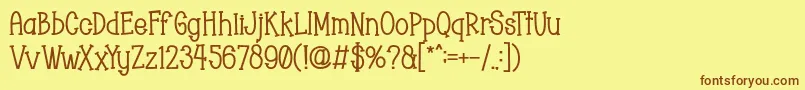 フォントChopyor Bold – 茶色の文字が黄色の背景にあります。