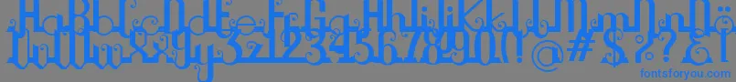 フォントChouphie – 灰色の背景に青い文字