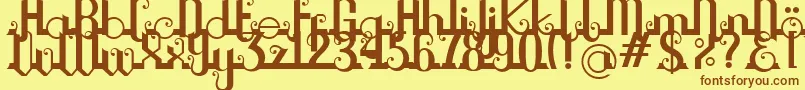 Chouphie-Schriftart – Braune Schriften auf gelbem Hintergrund