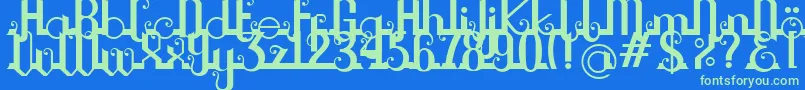 Chouphie-Schriftart – Grüne Schriften auf blauem Hintergrund