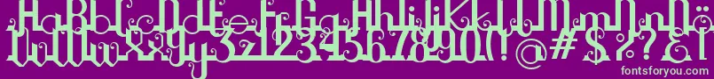 Weitere Informationen zur Chouphie-Schriftart Chouphie-Schriftart – Grüne Schriften auf violettem Hintergrund