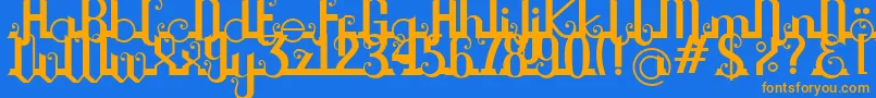 Chouphie-Schriftart – Orangefarbene Schriften auf blauem Hintergrund