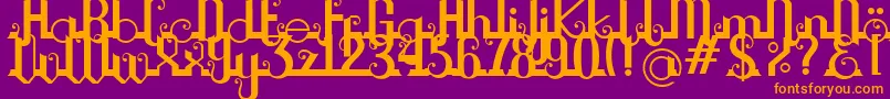 Fonte Chouphie – fontes laranjas em um fundo violeta