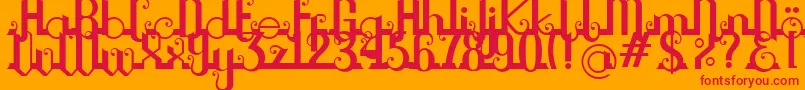 Chouphie-Schriftart – Rote Schriften auf orangefarbenem Hintergrund