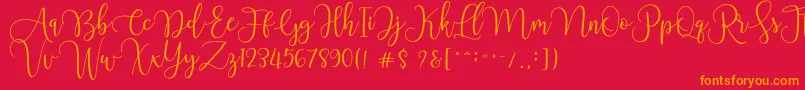 Chourush-Schriftart – Orangefarbene Schriften auf rotem Hintergrund