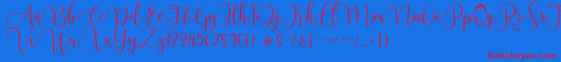 Chourush-Schriftart – Rote Schriften auf blauem Hintergrund