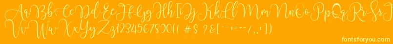 Chourush-Schriftart – Gelbe Schriften auf orangefarbenem Hintergrund