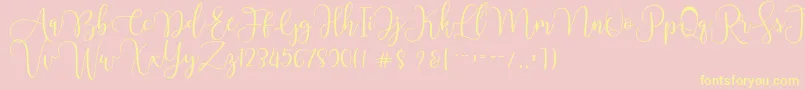 Chourush-Schriftart – Gelbe Schriften auf rosa Hintergrund