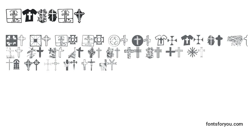 A fonte CHRICV   (123392) – alfabeto, números, caracteres especiais