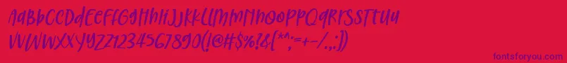 フォントChristed Font by 7NTypes Italic – 赤い背景に紫のフォント