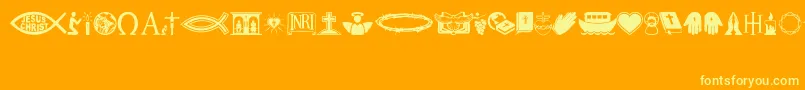 Christian Icons-Schriftart – Gelbe Schriften auf orangefarbenem Hintergrund