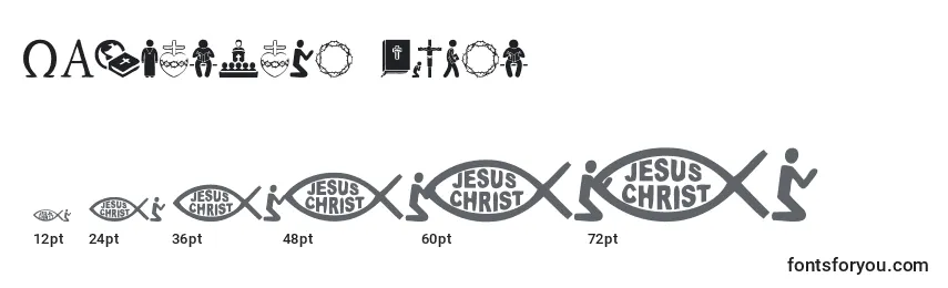 Christian Icons-fontin koot