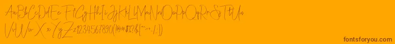 Christina Allie-Schriftart – Braune Schriften auf orangefarbenem Hintergrund