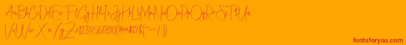 Christina Allie-Schriftart – Rote Schriften auf orangefarbenem Hintergrund
