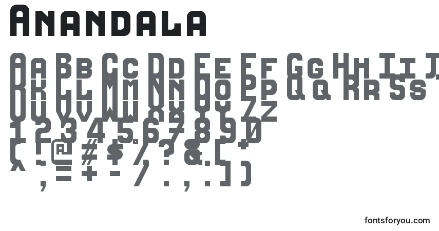 Anandala Font – alphabet, numbers, special characters