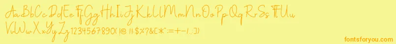 Christine-Schriftart – Orangefarbene Schriften auf gelbem Hintergrund