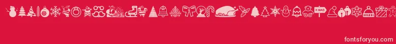 Christmas Icons Font – Pink Fonts on Red Background