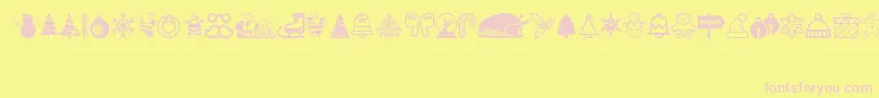 フォントChristmas Icons – ピンクのフォント、黄色の背景