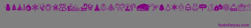 フォントChristmas Icons – 紫色のフォント、灰色の背景
